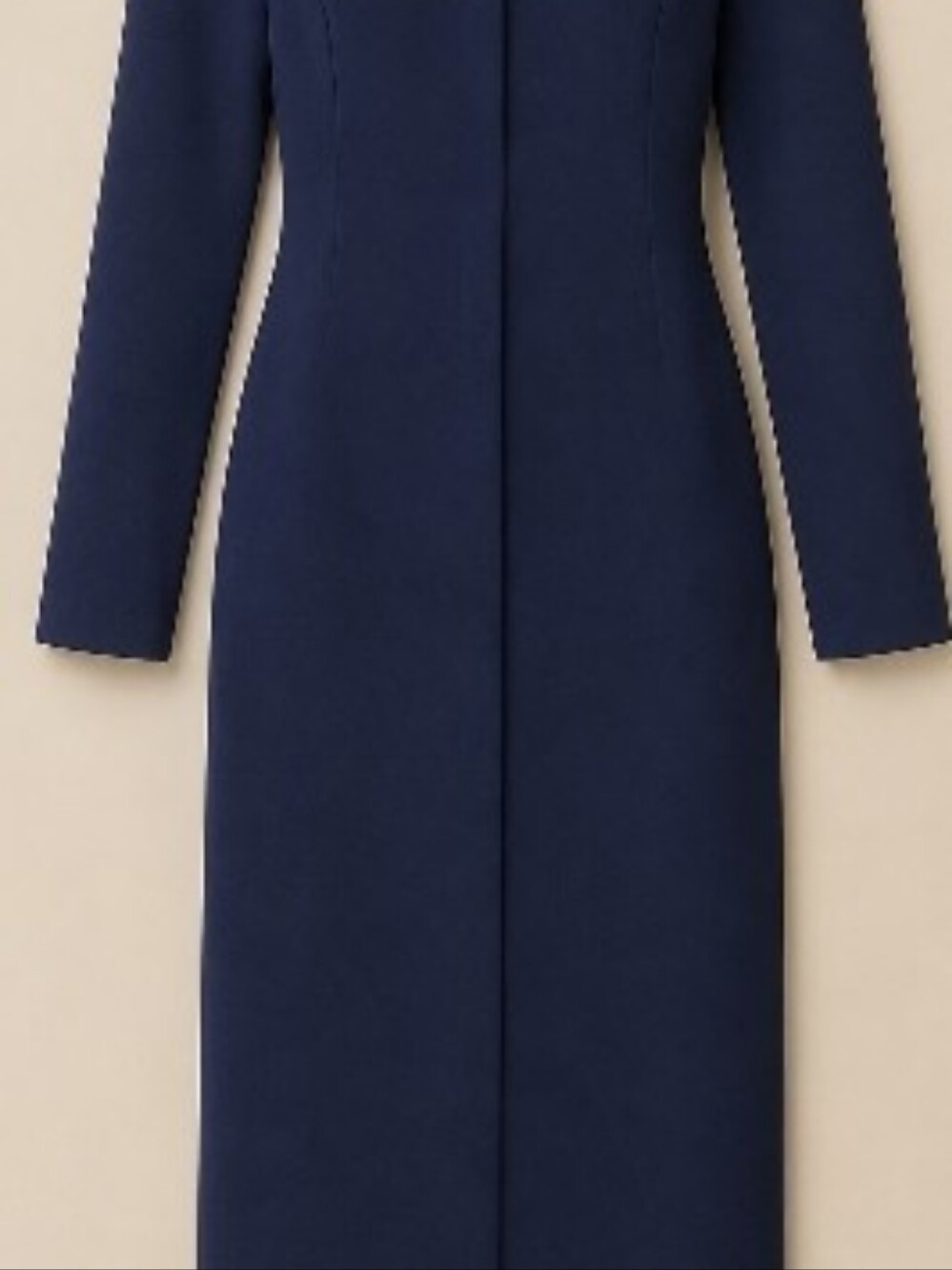 Zara Navy Long Sleeve Midi Dress